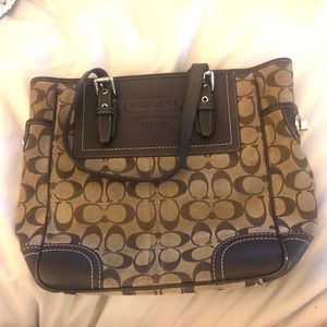 Vintage Authentic Coach Canvas Signature Tote